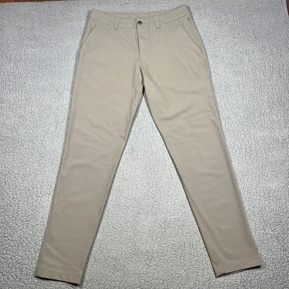 Lululemon Commission Pant Men 30 Slim Fit Warpstreme Khaki Tan Chino Golf